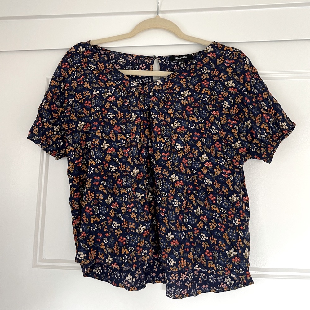 Madewell short sleeve floral blouse